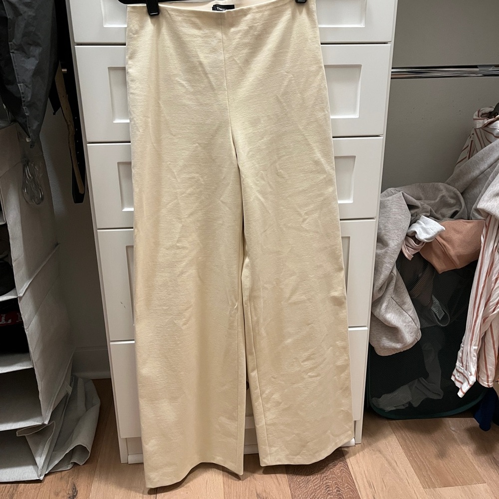 Wide leg high rise theory dress pants